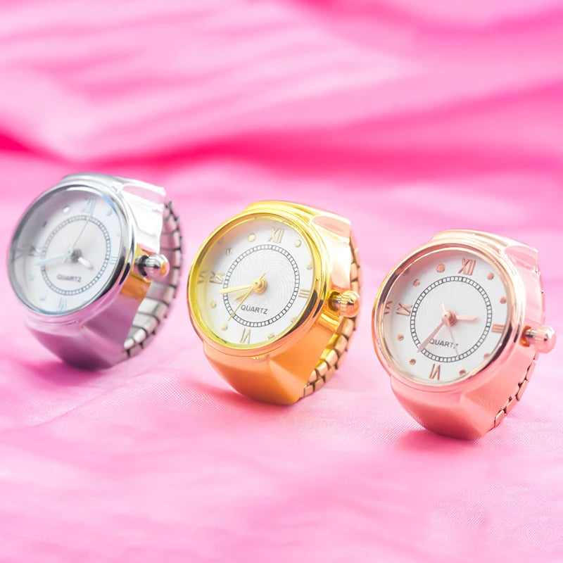 New Hot Sales Creative Roman Literal Ring Watches With Alloy Cases, Finger Round Dials For Couples And Men