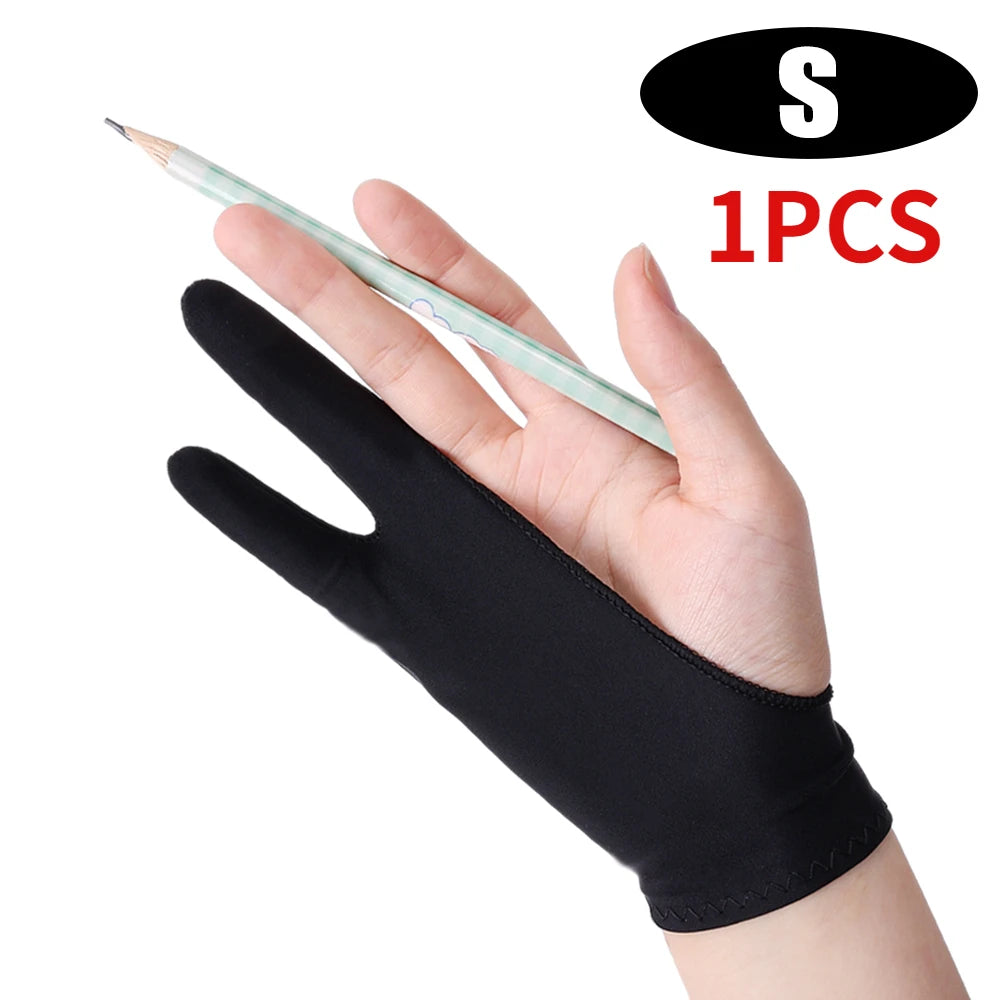 1-4Pcs Two-finger Artist Glove Palm Rejection Tablet Drawing Gloves for iPad Pro Air Graphic Tablet Smudge Guard Painting Gloves