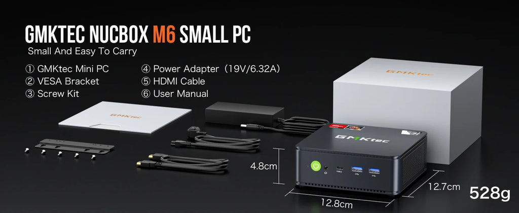 GMKtec Nucbox Mini PC Gamer K6 M6 AMD Ryzen 7 7840HS R5 6600H USB4 2*DDR5 2*PCIE 2*2.5G NUC Desktop Computer Windows 11 WiFi6E