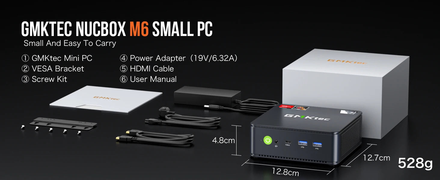 GMKtec Nucbox Mini PC Gamer K6 M6 AMD Ryzen 7 7840HS R5 6600H USB4 2*DDR5 2*PCIE 2*2.5G NUC Desktop Computer Windows 11 WiFi6E