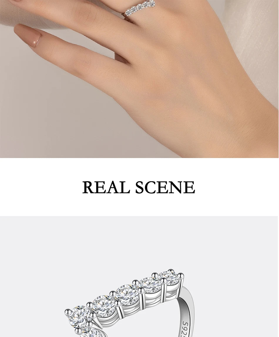 PERFANY 3mm All Moissanite Ring for Women S925 Pure Silver V-shaped GRA Certified Diamond Fashion Luxury Party Jewelry