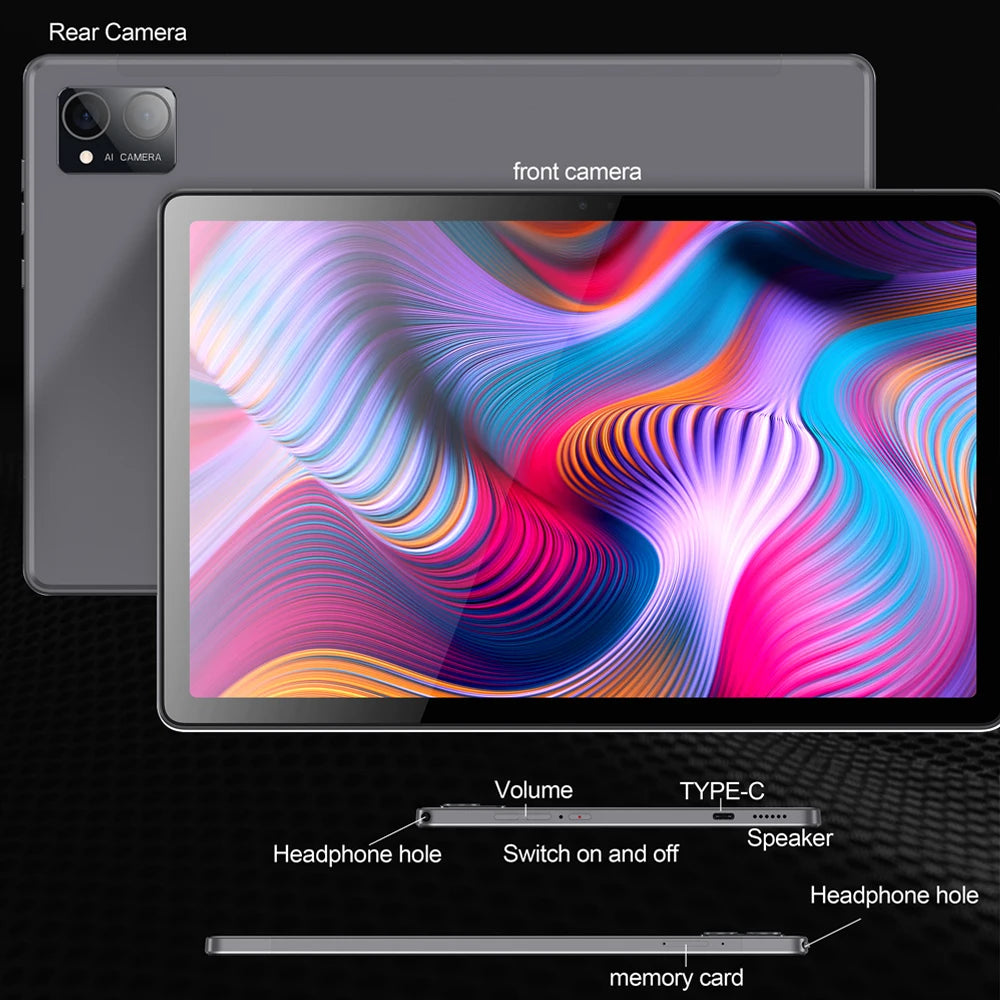 Original BDF Tablet Pc 10.1 Inch 8GB RAM 256GB ROM Android 12 Octa Core 3G 4G LTE Internet WiFi Internet BT Global Version