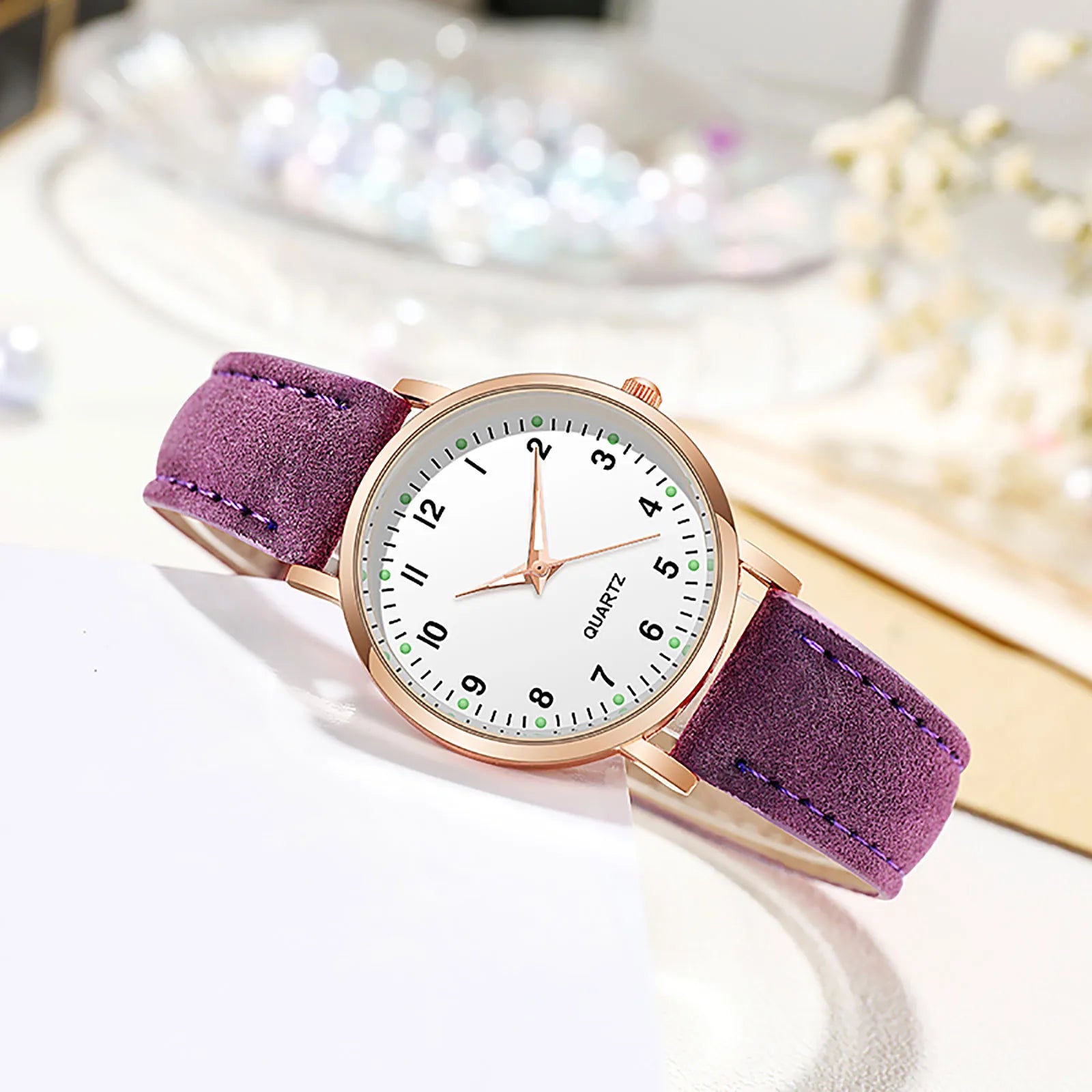 Women'S Simple Quartz Wristwatch Leather Strap Circular Arabic Numeral Dial Elegant Ladies Wristwatch Ladies Watch Gift