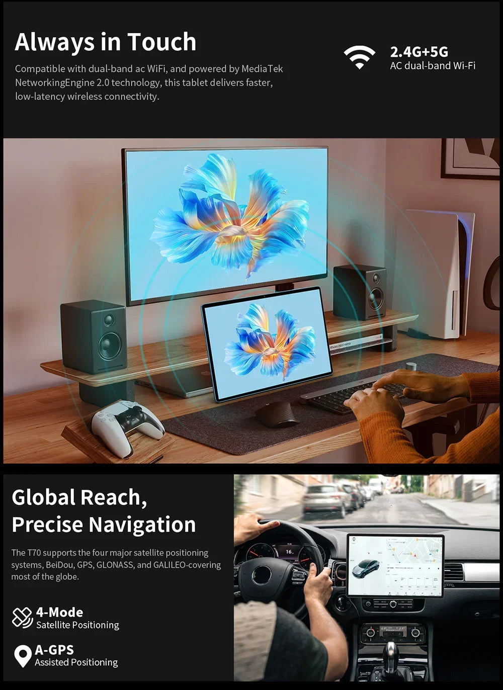 Teclast T70 Tablet MTK Helio G99 Android 14 8GB RAM 256GB ROM 14" 1920x1200 Display 13MP+8MP 4G LTE Global Version 10000mAh