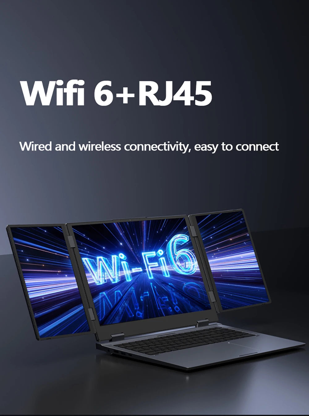 16+10.5+10.5inch Triple Screen Laptop I7-1260P 64GB 4TB DDR4 Win11 Face Recognition Fingerprint Unlock WIFI6 HDMI Computer