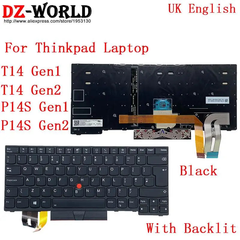 Backlit Keyboard for Lenovo Thinkpad T14 P14s Gen1 Gen2 Laptop US UK DE GR LAS BR 5N20V43904 5N20X68869 5N20V43915 5N20V43764