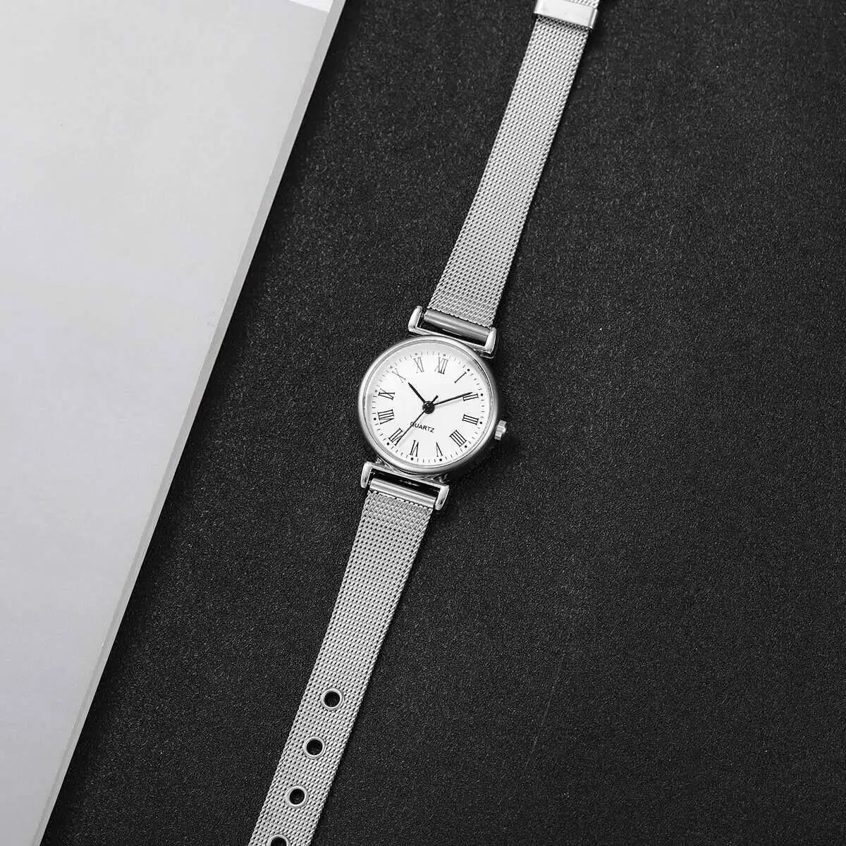 1/2PCS Fashion Women Watches Casual Roma Dial Mesh Band Quartz Wristwatch Reloj Mujer（Without Box）
