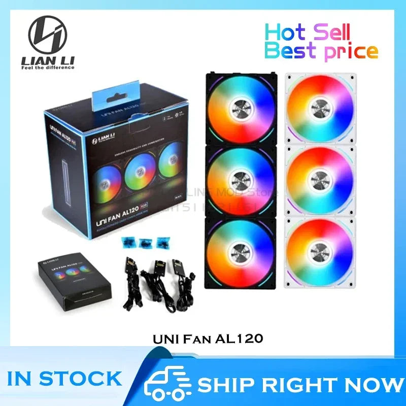 Lian Li UNI Fan AL120 ARGB Cableless Fan Support L-Connect 3 PWM Silent Low Noise High RPM MB SYNC Control Triple Pack