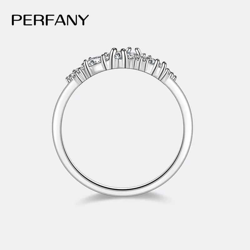 PERFANY 0.58CT Marquise Cut Moissanite Women's Ring S925 Pure Silver Laboratory Cultivated Diamond Fashion Design Jewelry