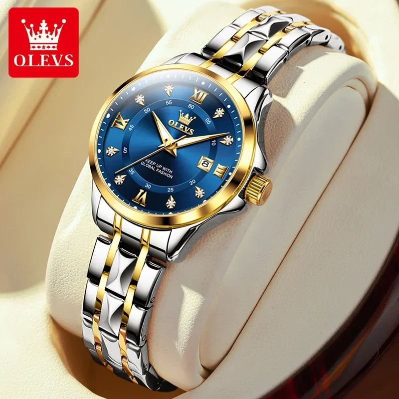 OLEVS 2906 Fashion Date Quartz Couple Watches Top Luxury Watch Men Women Waterproof Stainless Steel Wristwatch