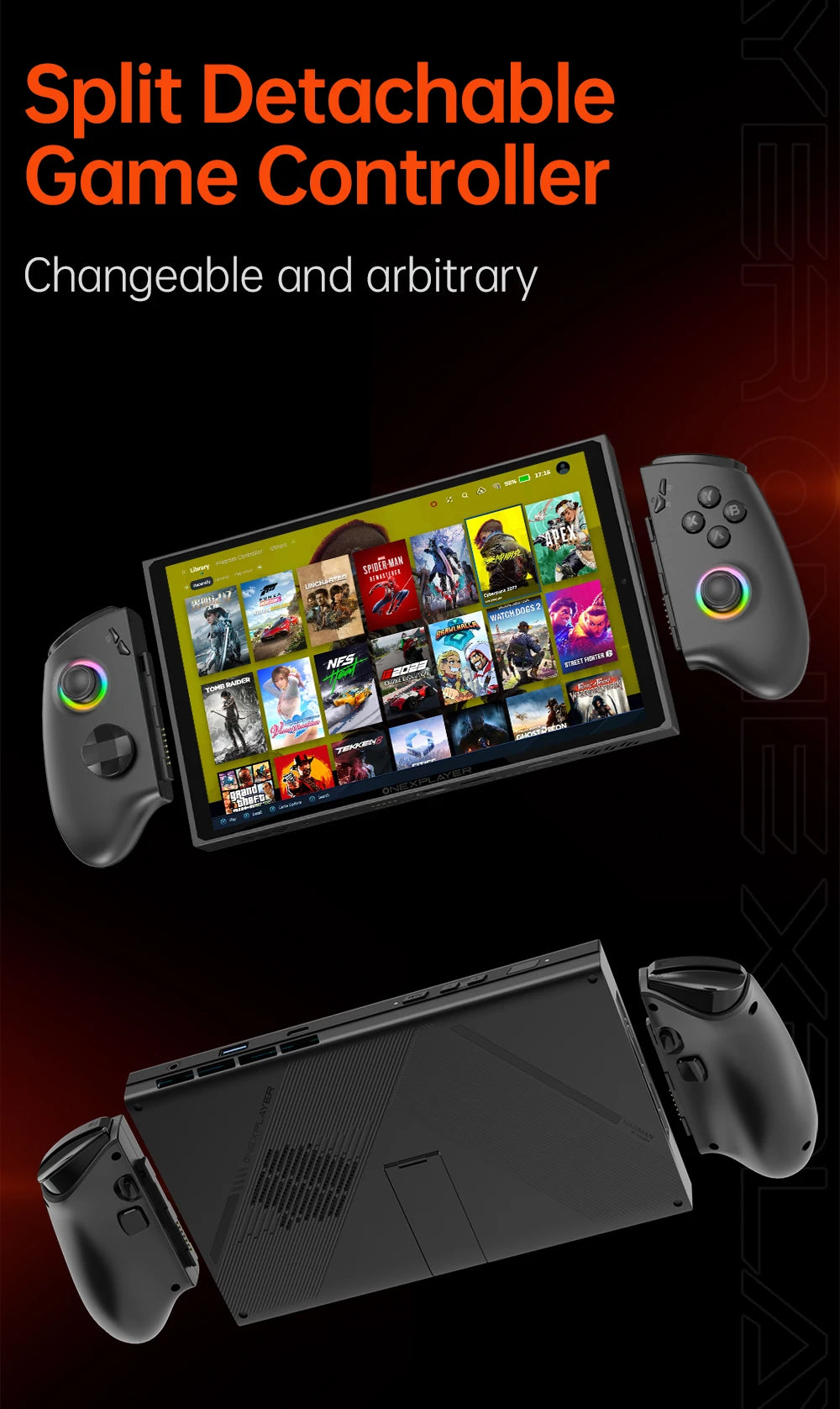 OneXplayer X1 mini AMD AI 9 HX 370 / 8840U 8.8'' 3-In-1 Handheld PC Game Console Laptop Tablet AI Computer Detachable Controller