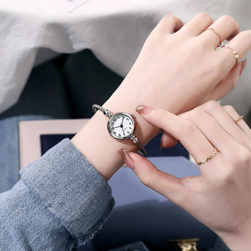 Couple Style Gold Sliver Bracelet Minimalist Wristwatch Fashion Steel Strap Women's Quartz Watch Brand Casual Women's Watcht Set