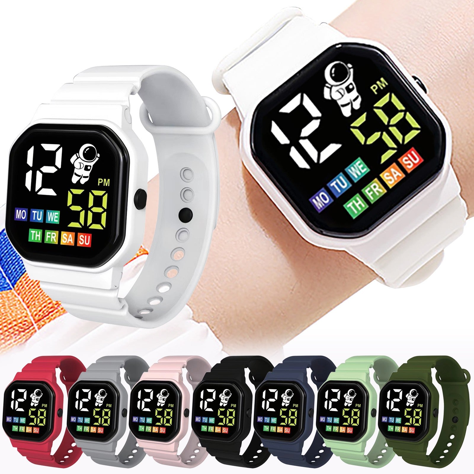 Led Digital Kids Watch For Boys Girls Cute Pattern Children Electronic Wristwatch Sports Waterproof Watches Student Child Clock