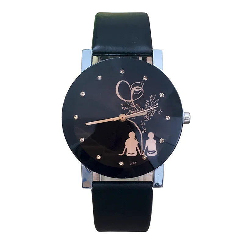 1/2PCS Fashion Quartz Watch Couple Stylish Spire Glass Wristwatch Simple Rhinestone Back View Couple Watch Set Couple Gift