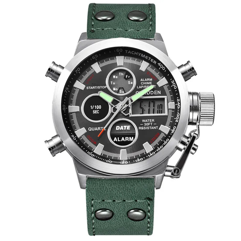 1pc / lot Men Genuine XINEW Brand Designer Watches Students Fashion Leather Band Alarm Stopwatch Electronic Watch Montre Homme