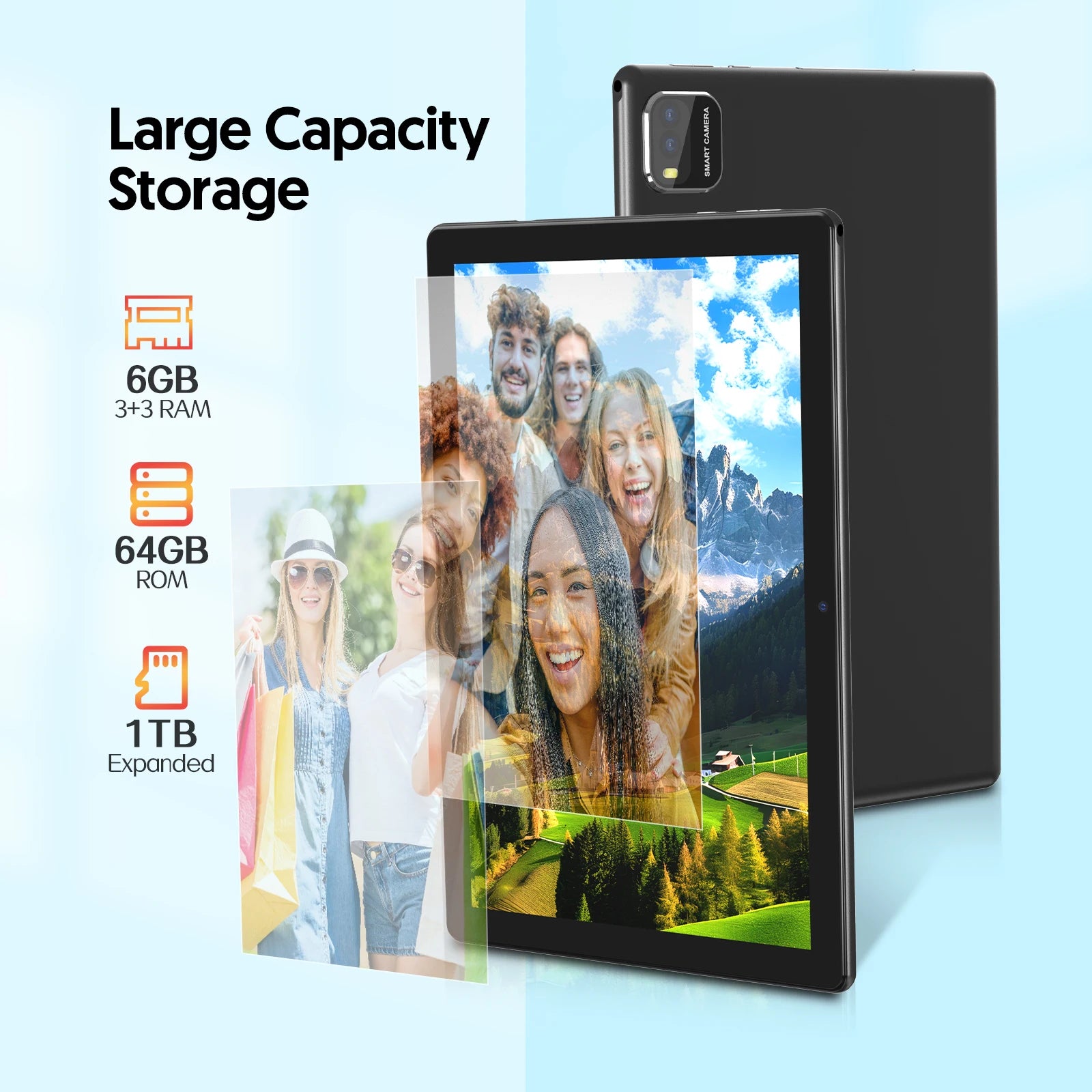 10-inch Android 14 tablet with keyboard, protective case, stylus and data cable. 6GB (3+3) RAM+64GB ROM+, quad-core processor