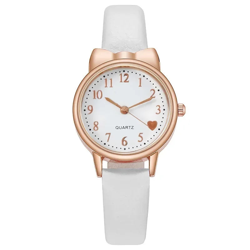 Fashion Adults Kids Love Digital Dial Children Watch Set Leather Strap Quartz Watches Kid Girls Clock Children Gift Watch