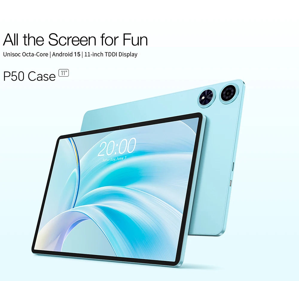 Teclast Tablet P50 Case Android 15 11" T606 8-Core Max 12GB RAM 128GB ROM P50 Case/Keyboard/Mouse/Stylus/Headphone/Stand