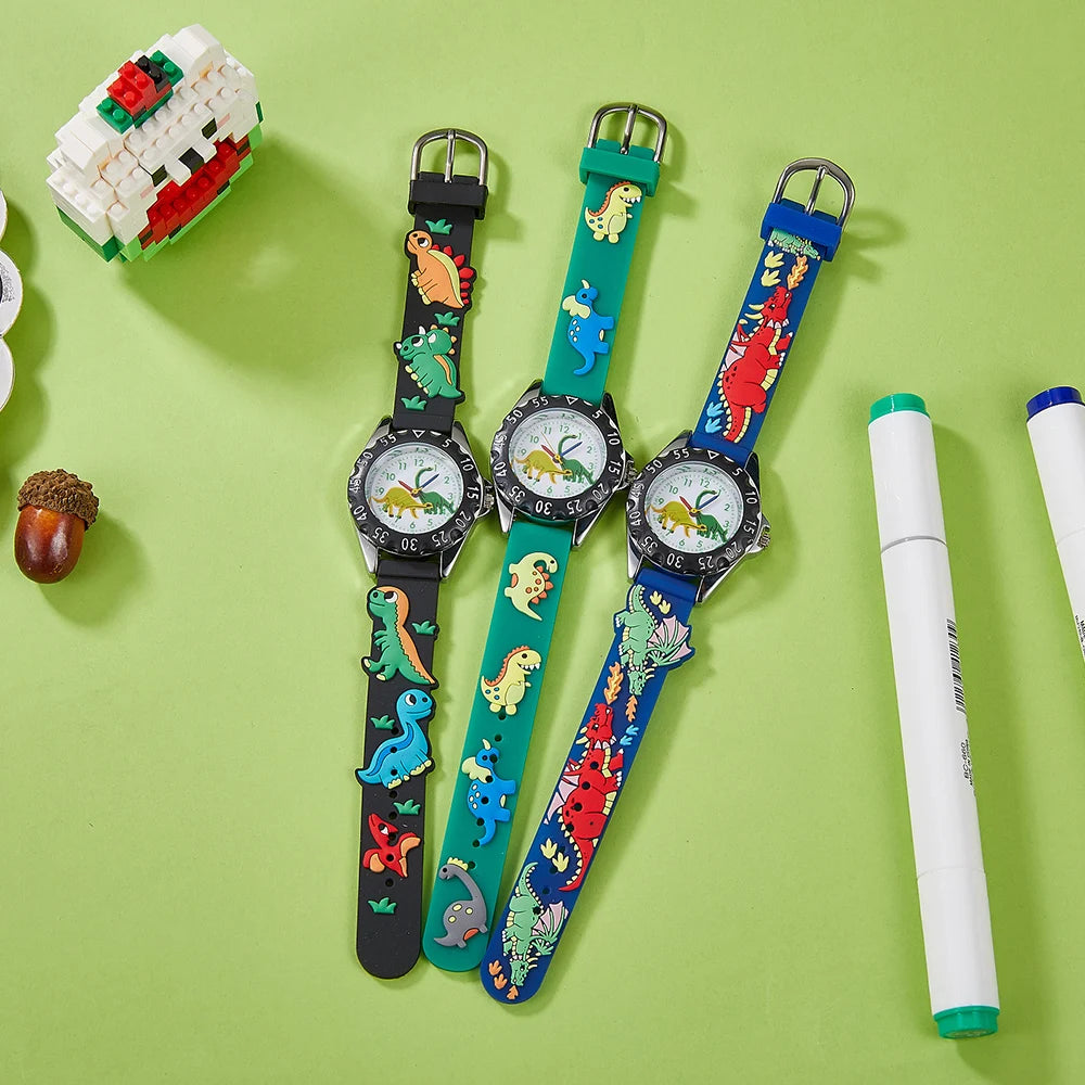Cartoon dinosaur animal children's watch boy student sports quartz watch birthday or holiday gift electronic watch