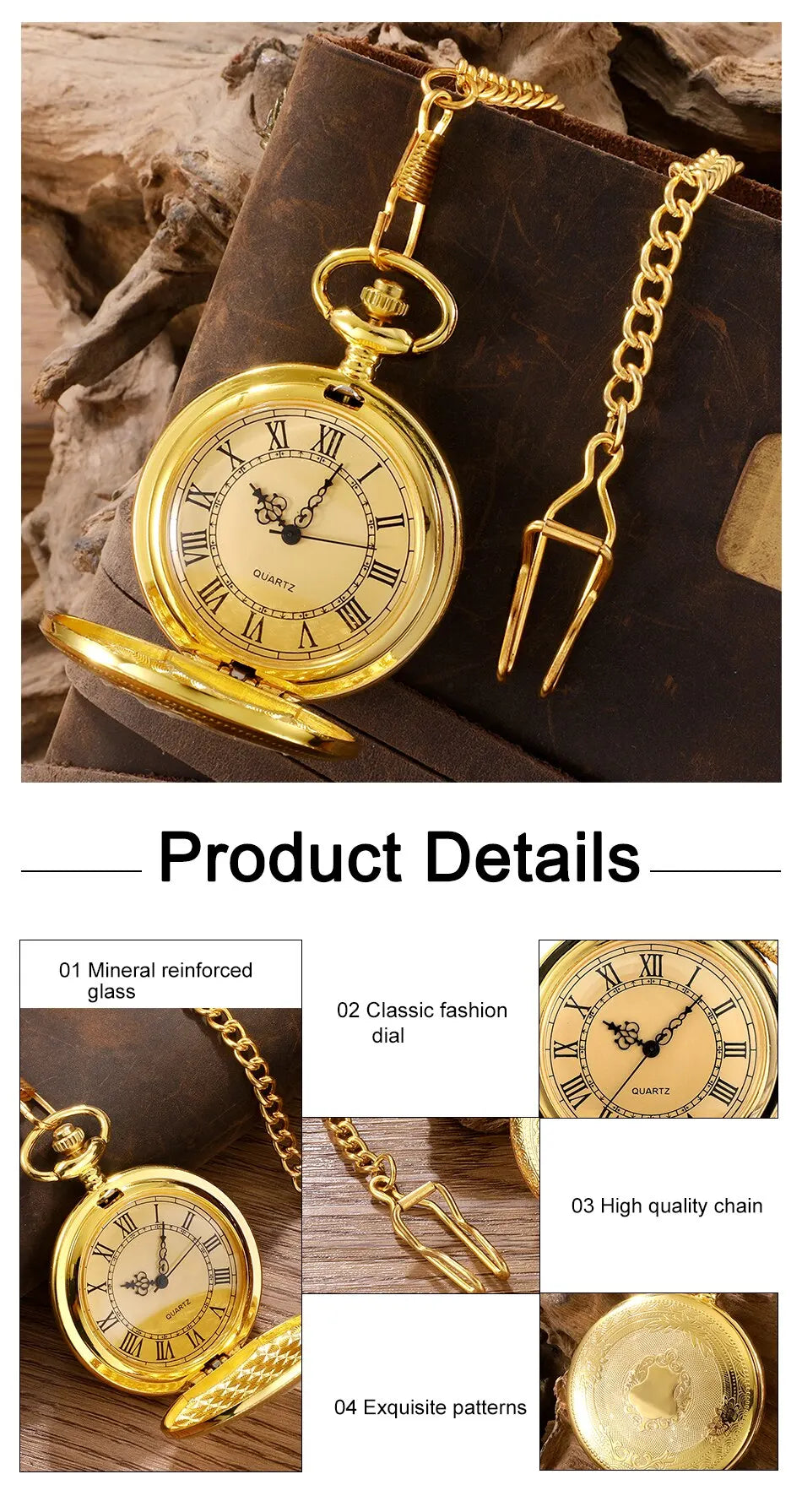 Antique Steampunk Vintage Roman Numerals Quartz Pocket Watch Multicolor Case Necklace Pendant Clock Chain Mens Women