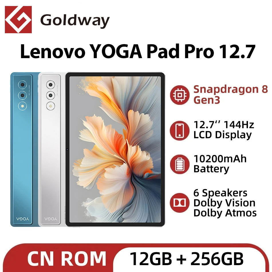 Lenovo Yoga Pad Pro 12.7 Tablet 12GB RAM 256GB ROM Snapdragon 8 Gen 3 Dolby Vision Atmos 13MP Camera 10200mAh 68W Charging