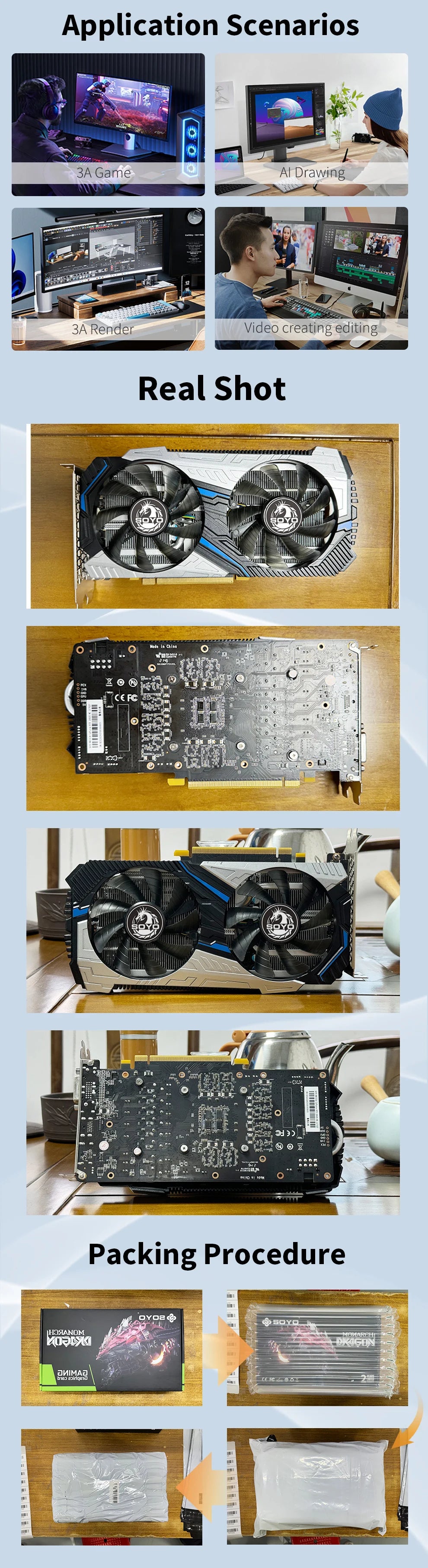 SOYO RTX 2060 Super 8GB Placa De Video Gaming Graphics Card GDDR6 256Bit 8Pin PCI Express 3.0x16 rtx 2060 super 8gb game PC