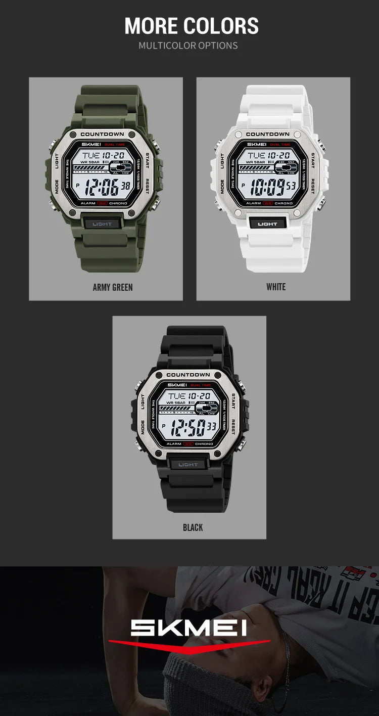 SKMEI Sport Alarm Clock Digital Watch For Men Women Waterproof Date Electronic Watches Chrono Military Wristwatches Reloj Hombre
