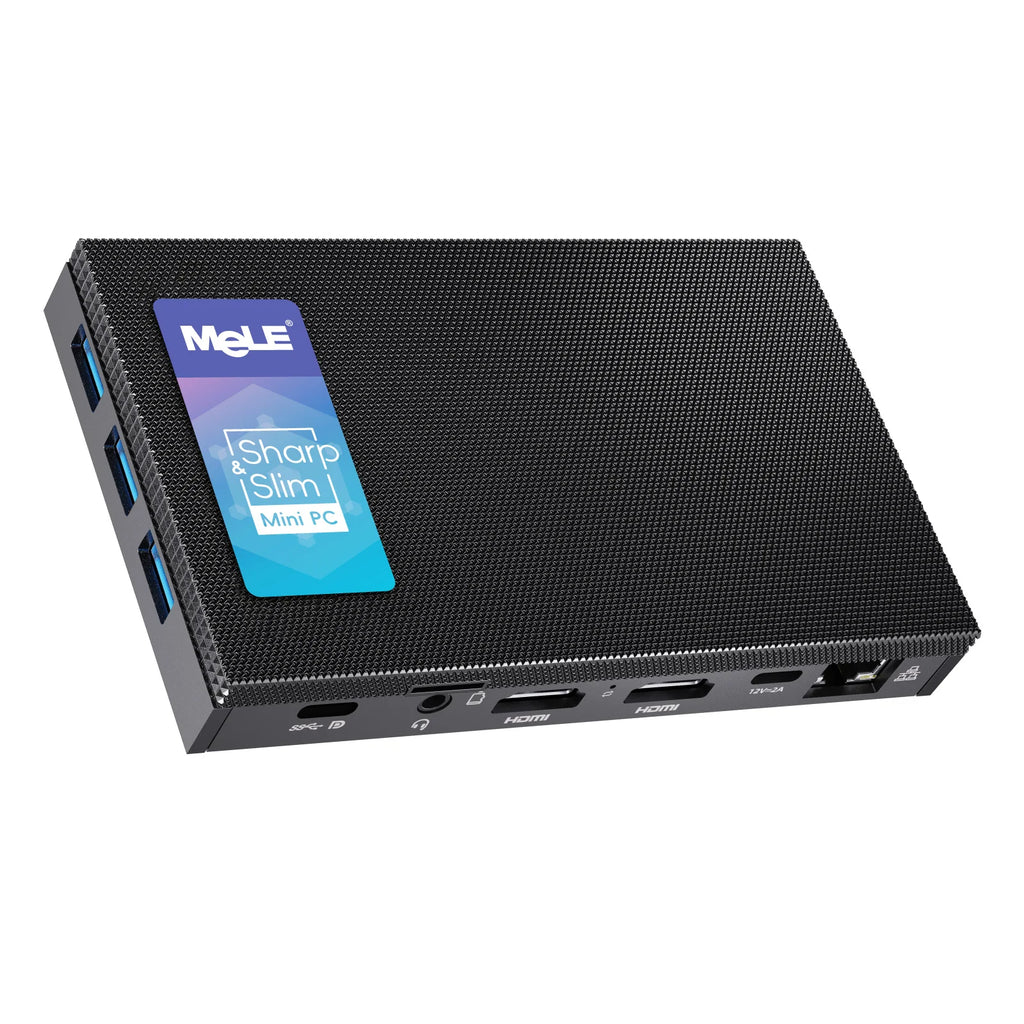 MeLE Quieter3C Fanless Mini PC, Celeron N5105, 8GB, 128GB, Full-Function USB-C, WiFi 5, Slim Desktop on Industrial, Home, Office