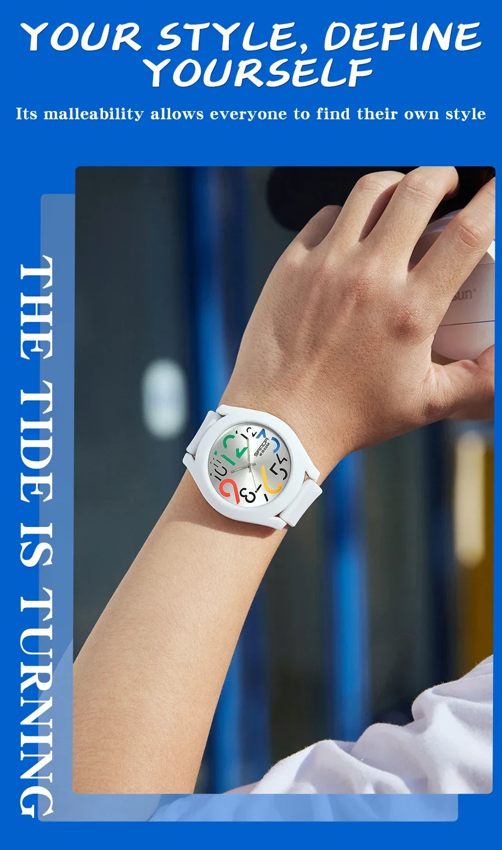 SANDA 9021  Creative Simple Girls 'Watch 2024 New Fashion White Casual Quartz Clock Men'S Watch Silicone Strap Waterproof Watch