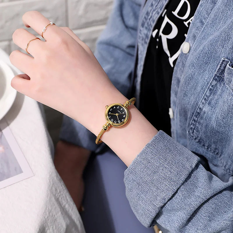 2PCS Fashion Luxury Women's Watch Gold Fine Strap Ladies Watch For Bracelet Montre Femme Female Wrist Watch Women Clock Relojes
