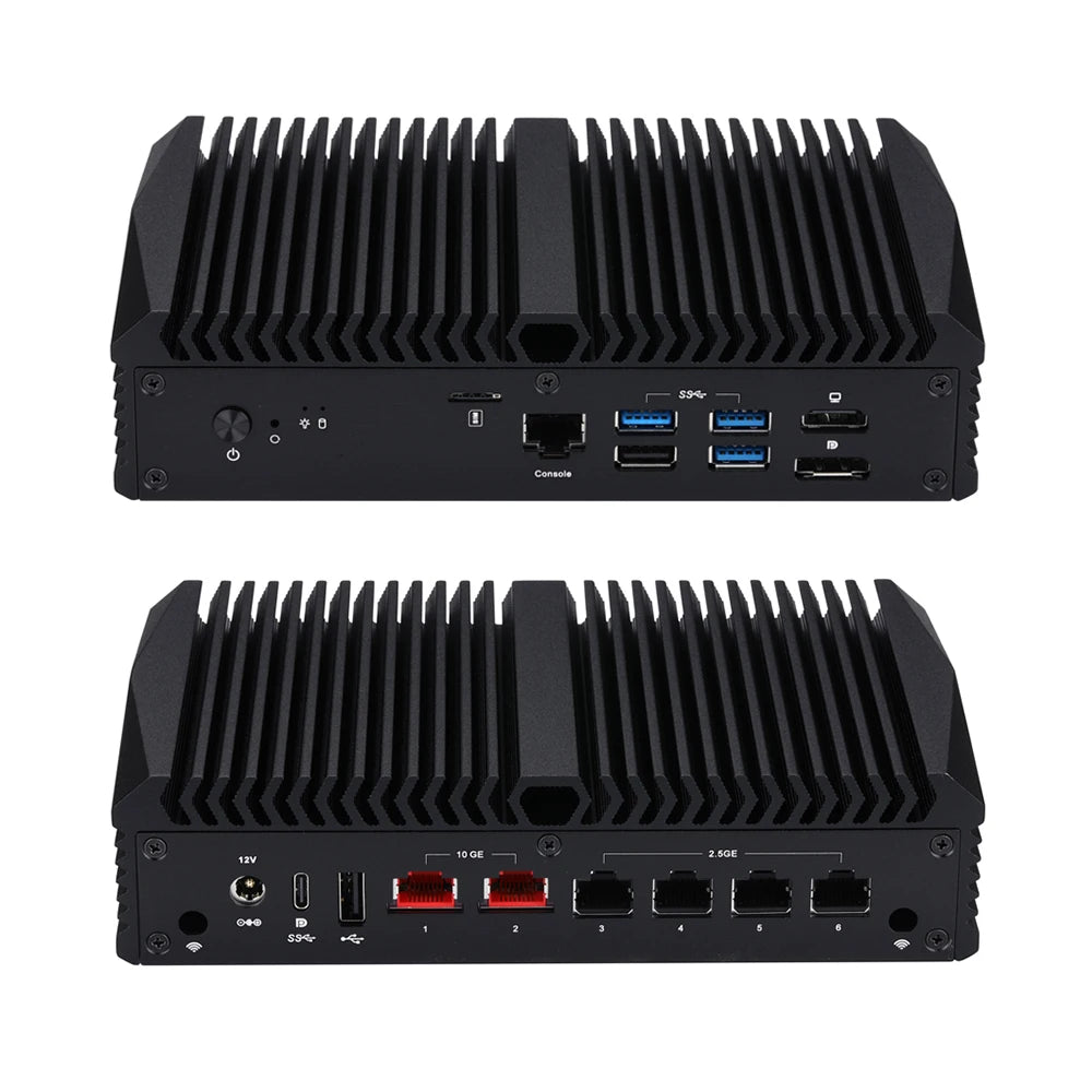 Qotom Mini PC Q10900H6-S13 N100 N305 N150 N355 Support D5 RAM with 2 10G LAN 4 I226V LAN AES-NI Computer