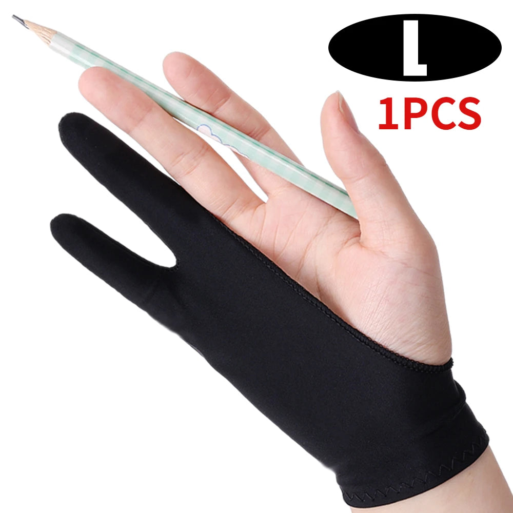 1-4Pcs Two-finger Artist Glove Palm Rejection Tablet Drawing Gloves for iPad Pro Air Graphic Tablet Smudge Guard Painting Gloves