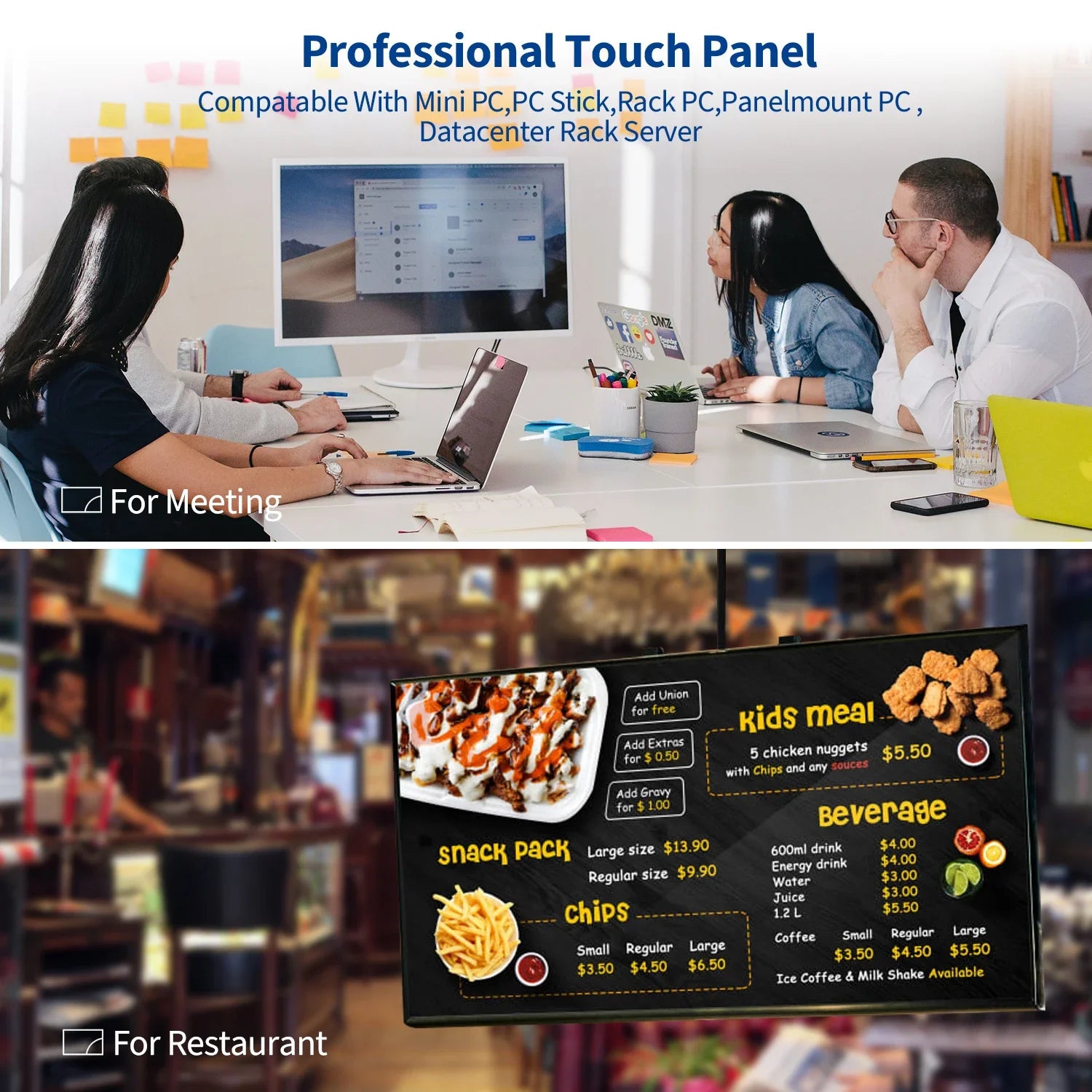 8 To 43 inch Wall mounted PCAP Multi Touch Screen Display Touchscreen Monitor Android 11 Tablet Win 10 Industiral All In One Pc
