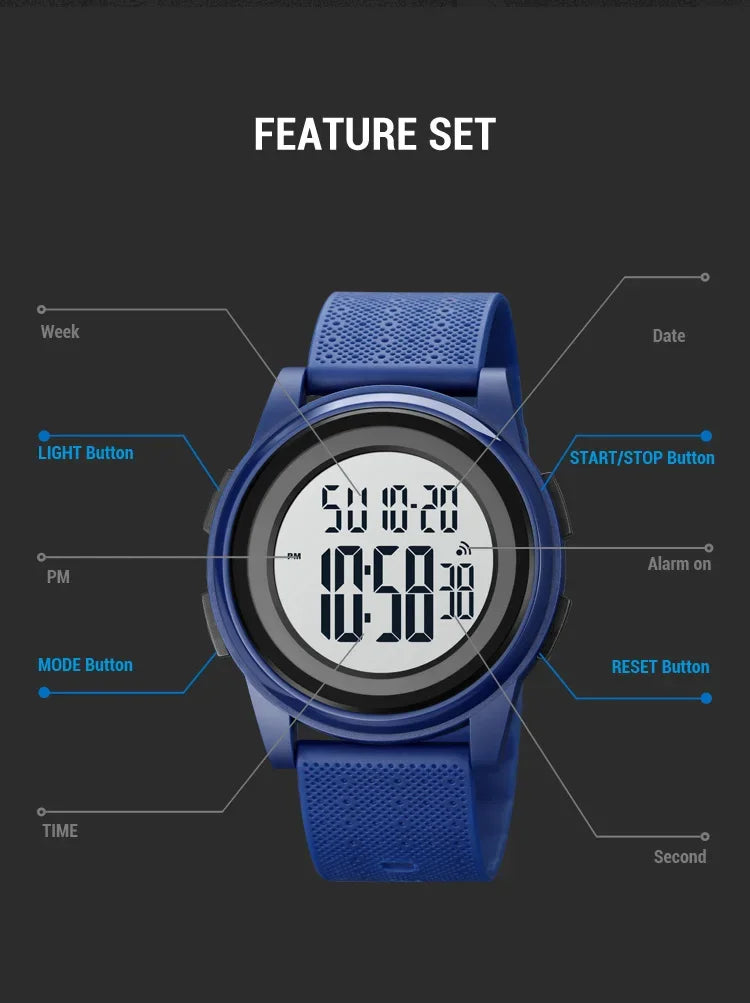 SKMEI 1895 Men LED Light Chrono Alarm Clock 5Bar Waterproof Digital Wristwatch relogio masculino Casual Countdown Sport Watches