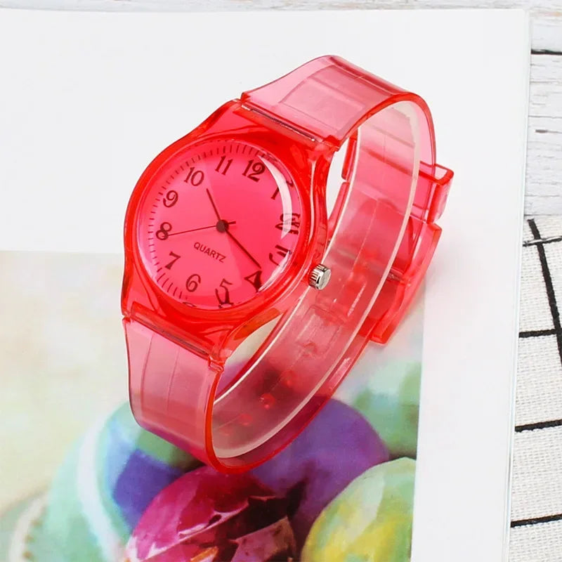 Kids Watch Children Quartz Watches Wristwatch Jelly for Girl and Boy Clocks Sport Baby Student Transparent Plastic Montre Femme