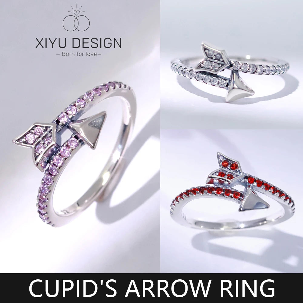 NEW 925 Silver Sparkling Cupid's Arrow Ring Original S925 Finger wedding Ring DIY Women Fine Jewelry Gift