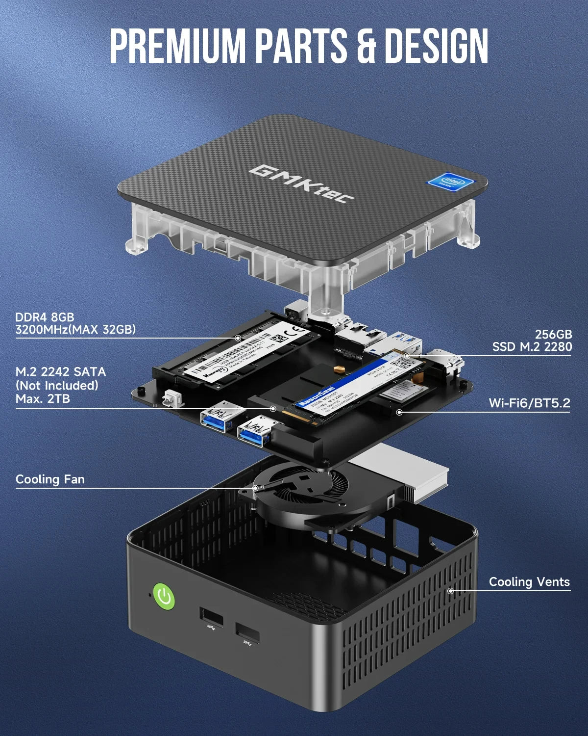 GMKtec G3 Plus Latest Intel Twin Lake N150 Mini PC DDR4 NVMe SSD WiFi6 BT5.2 Windows 11 PRO 8GB 512GB Desktop Office Computer