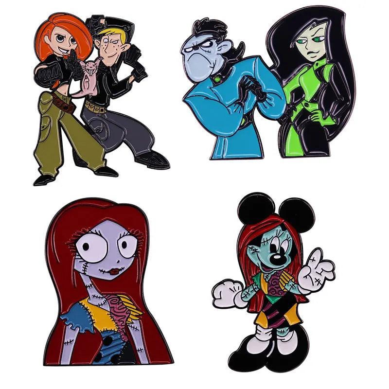 Kim Possible Enamel Pins The Nightmare Before Christmas Sally Metal Brooch Cartoon Badge Jewellery Backpack Accessory Gifts