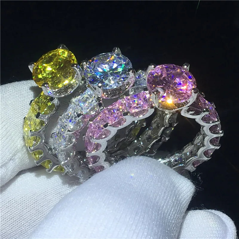 Vintage Court ring 925 sterling silver 7mm AAAA Zircon cz Statement Wedding Band Rings for women Bridal Finger Party Jewelry