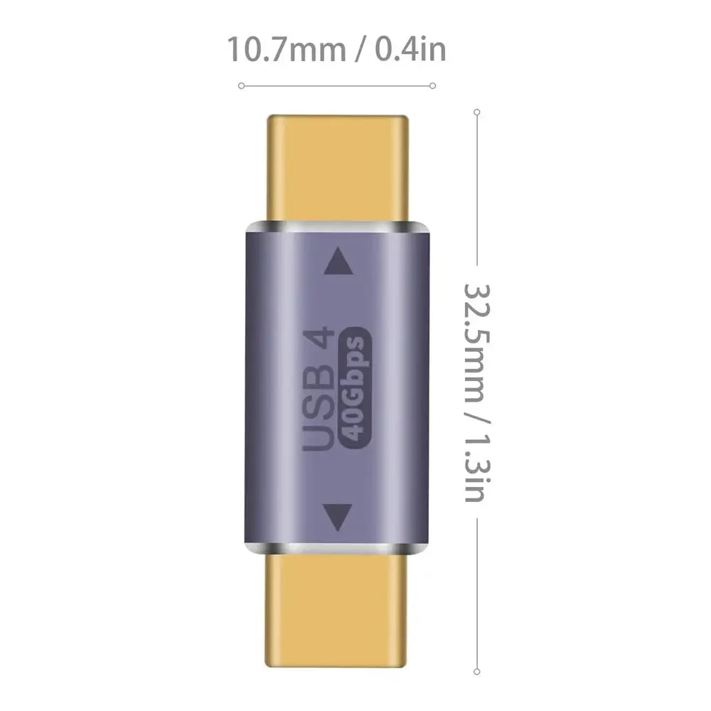 USB C Male to Male Adapter with PD 100W 40Gbps 8K 60hz Video Compatible for Thunderbolt 4/3, MacBook Pro/Air,iPad, USB-C HUB