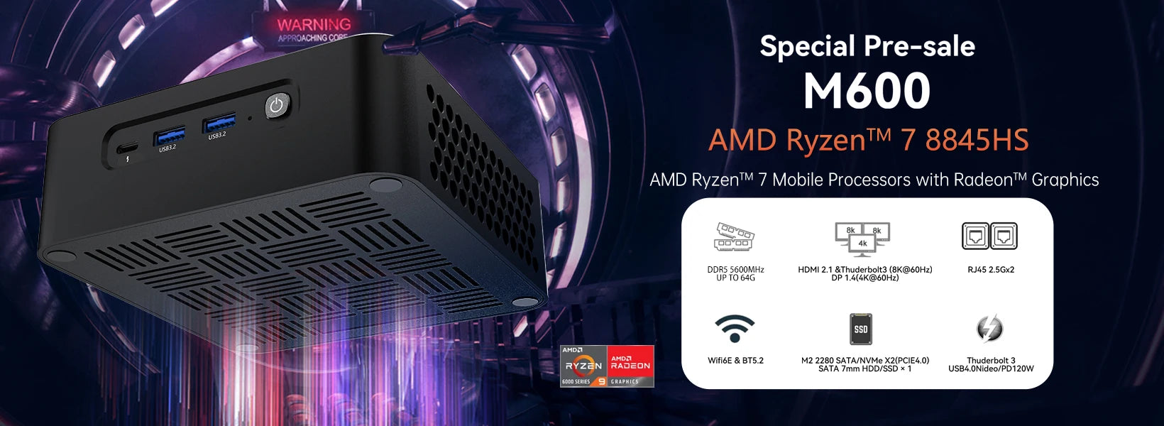 MOREFINE M600 AMD CPU 8945HS/8845HS/8645HS Mini PC 512GB Mini Computer 64G DDR5 PCIe4 Gaming Computer PC Gamer WIFI6 WIN11PRO