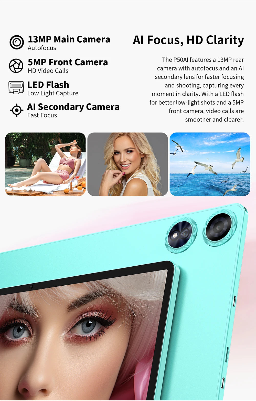 【New】Android 15 Teclast P50 AI Tablet 11" 90Hz Screen AllWinner A733-AI Octa-Core 6GB 128GB LPDDR5 Wifi-6 7000mAh Battery AI Tab