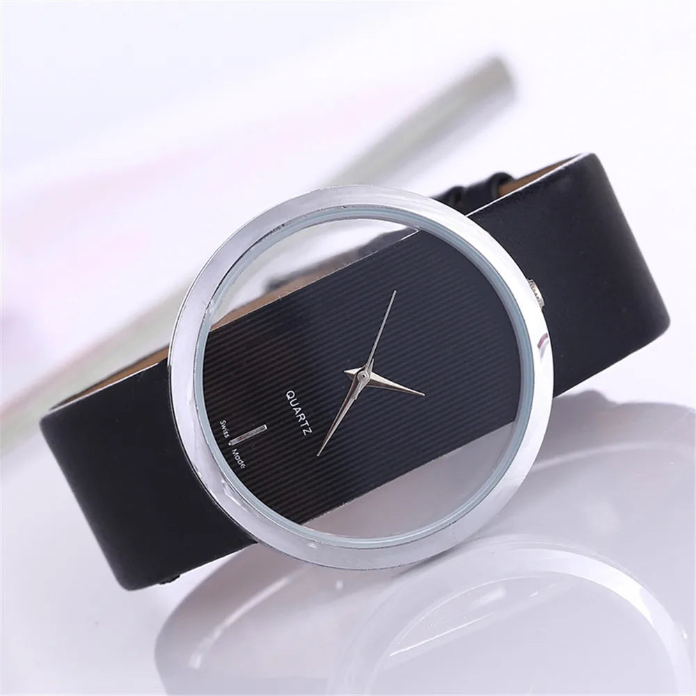 Fashion Women Watches Famous Hollow Ladies Wrist Watch Women Transparent Leather Strap Quartz Watch Relogio Feminino Clock