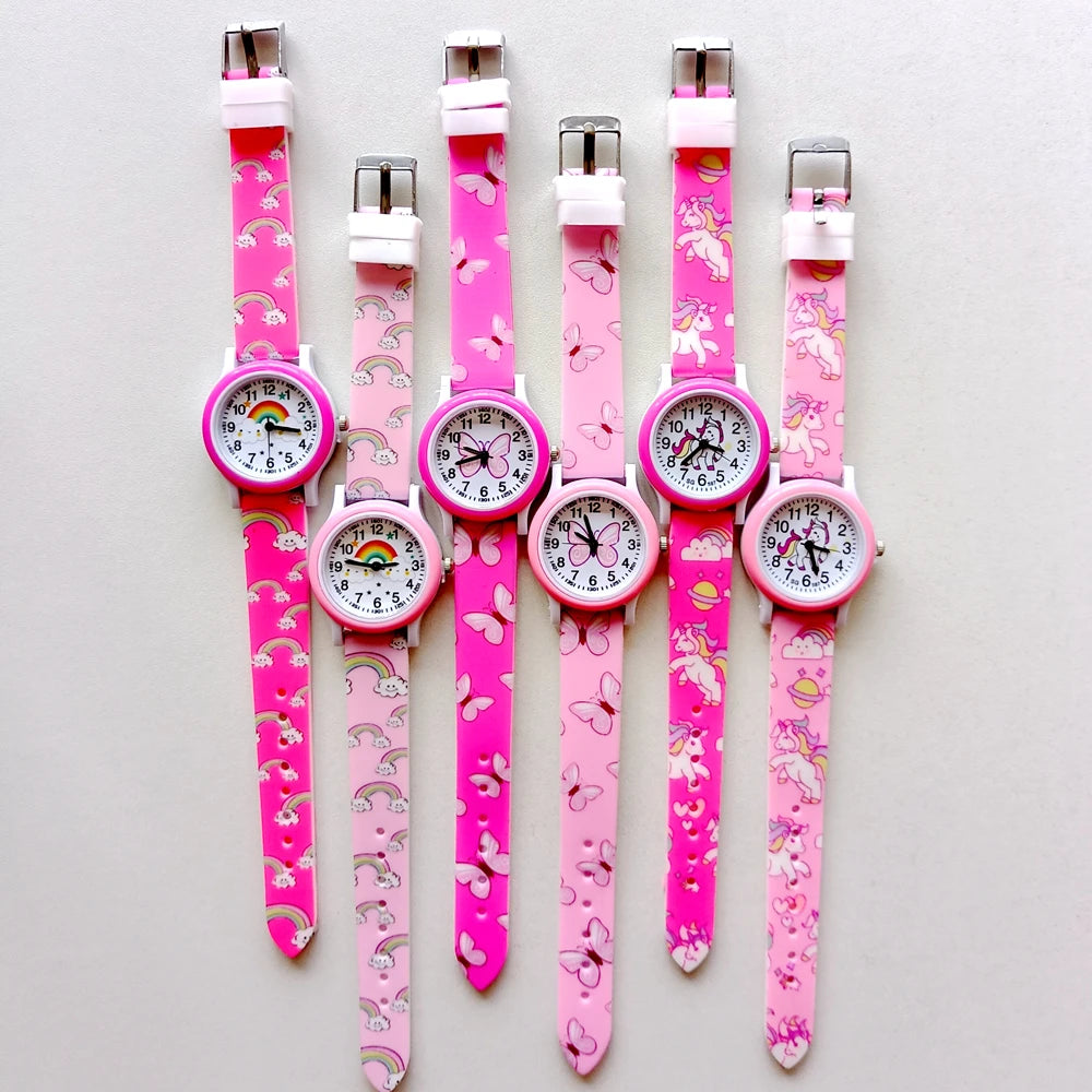 MINISO Cartoon Superhero Princess Unicorn Butterfly  Silicone Kids Children Boys Girls Quartz Birthday Party Gift Watches