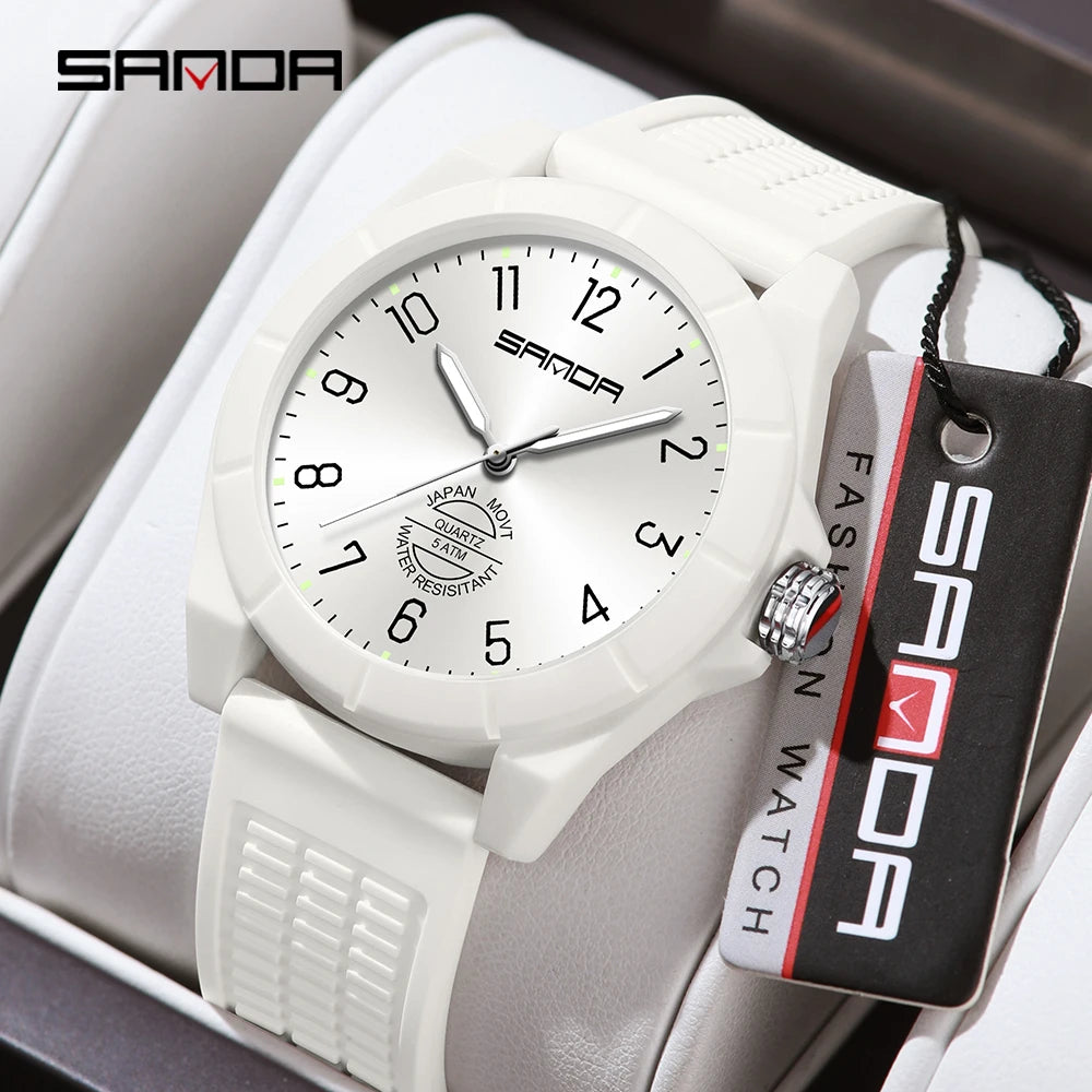 Fashion SANDA 6212 Student Quartz Electronic Watch Silicone Strap Multifunctional Sports Waterproof Student Quartz Watch