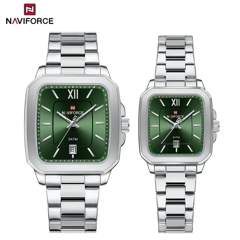 NAVIFORCE Couple Watch Luxury Brand Waterproof Quartz Watch Fashion Simple Calendar Date Stainless Watch Women Men Lover's Gift