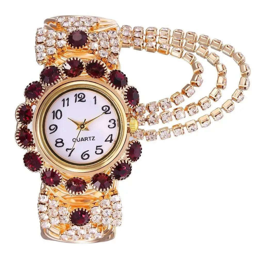 5PCS/Set Luxury Rhinestone Women Watches Fashion Adjustable Bangle Ladies Quartz Wristwatch Jewelry Set Reloj Mujer（Without Box）