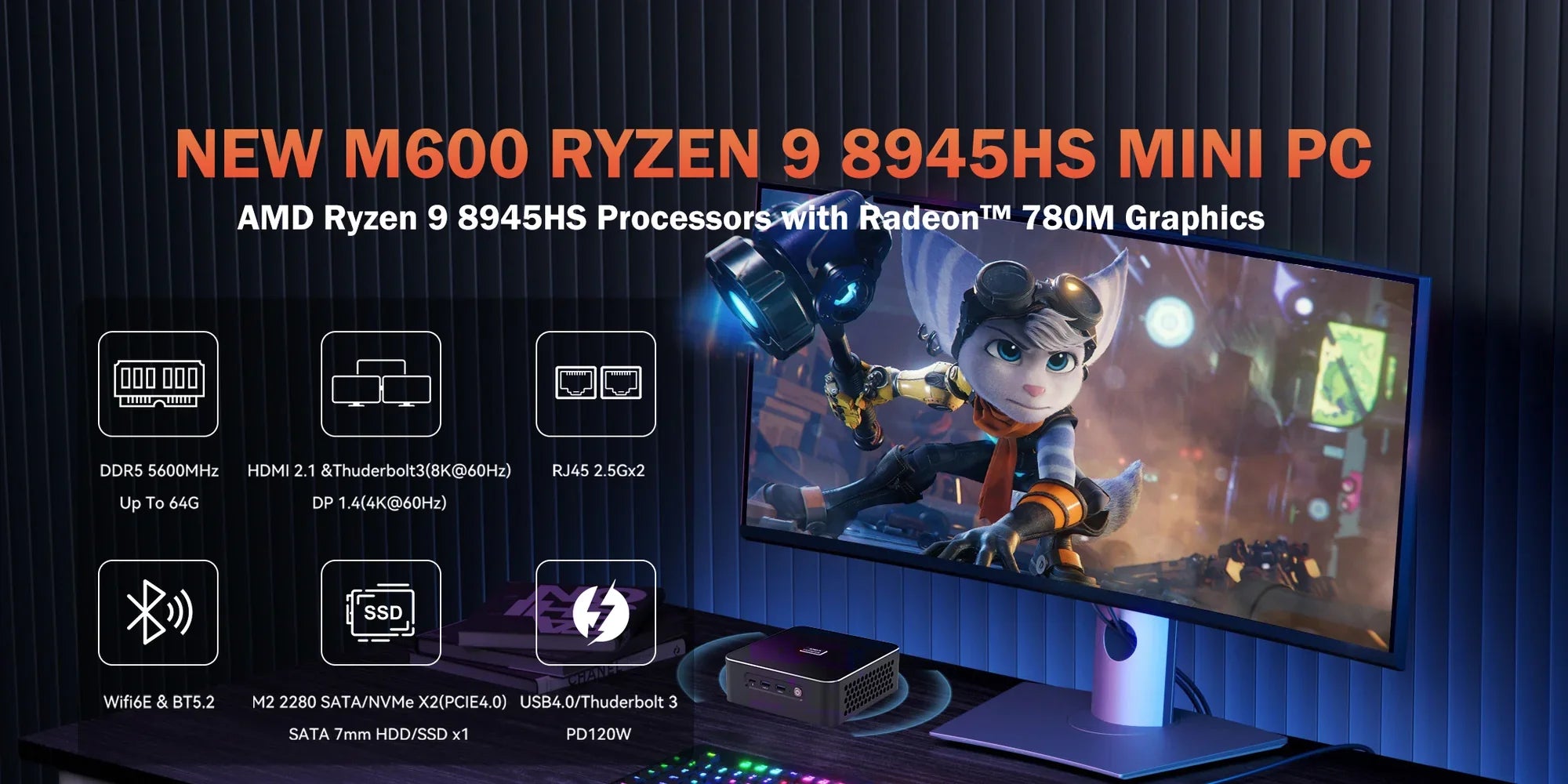 MOREFINE M600 AMD CPU 8945HS/8845HS/8645HS Mini PC 512GB Mini Computer 64G DDR5 PCIe4 Gaming Computer PC Gamer WIFI6 WIN11PRO