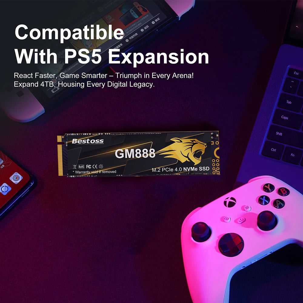Bestoss M2 SSD 512GB 1TB 2TB PCIe 4.0 NVMe Hard Disk M.2 Internal Solid State Drive HDD Hard Disk for PS5 Desktop Laptop
