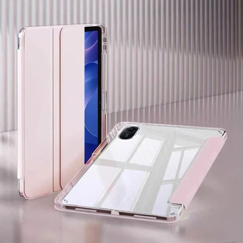 For Xiaomi Redmi Pad 2 2025 Case 11 inch with Pencil Holder Tri-Folding Clear Soft TPU Back Tablet for Redmi Pad 2 2025 Cover